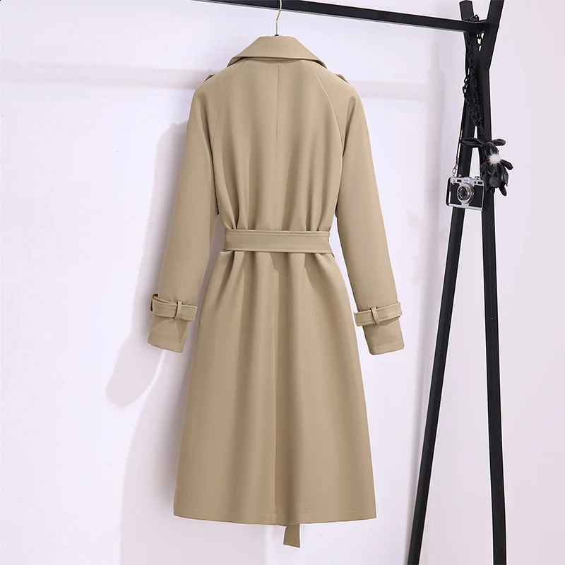 Women British Style Windbreaker Streetwear Double Breasted Long Trench Coats Elegant Autumn Winter Casual Jackets 250911