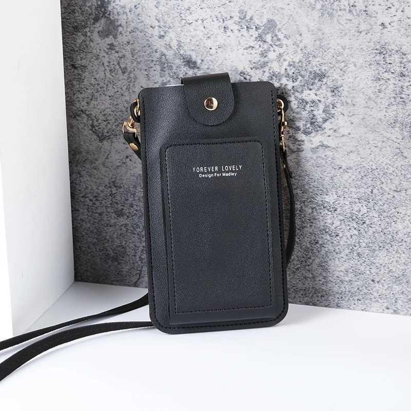 2024 new solid color fashion simple shoulder bag slung mobile phone bag womens drivers license card wallet Z250911