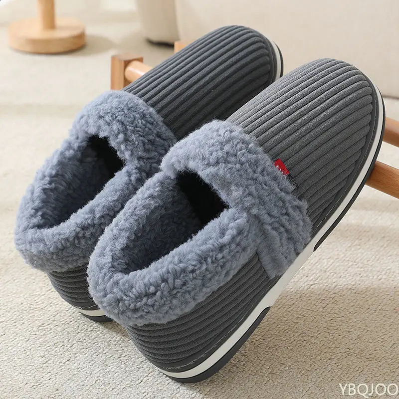 Winter Couple bag heel slippers Indoor Plush Cotton shoes Fluffy Fur non slip Slippers Men Casual Soft soled Shoes Zapatos Homme250906