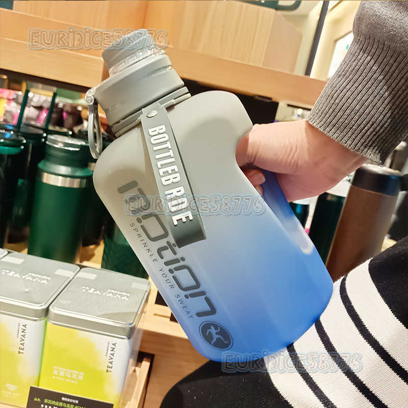 Super Large Capacity Sports Water Cup Portable Handle Fitness Outdoor Fall Proof Transparent Frosted Twocolor Kettle Ton Barrel H250911
