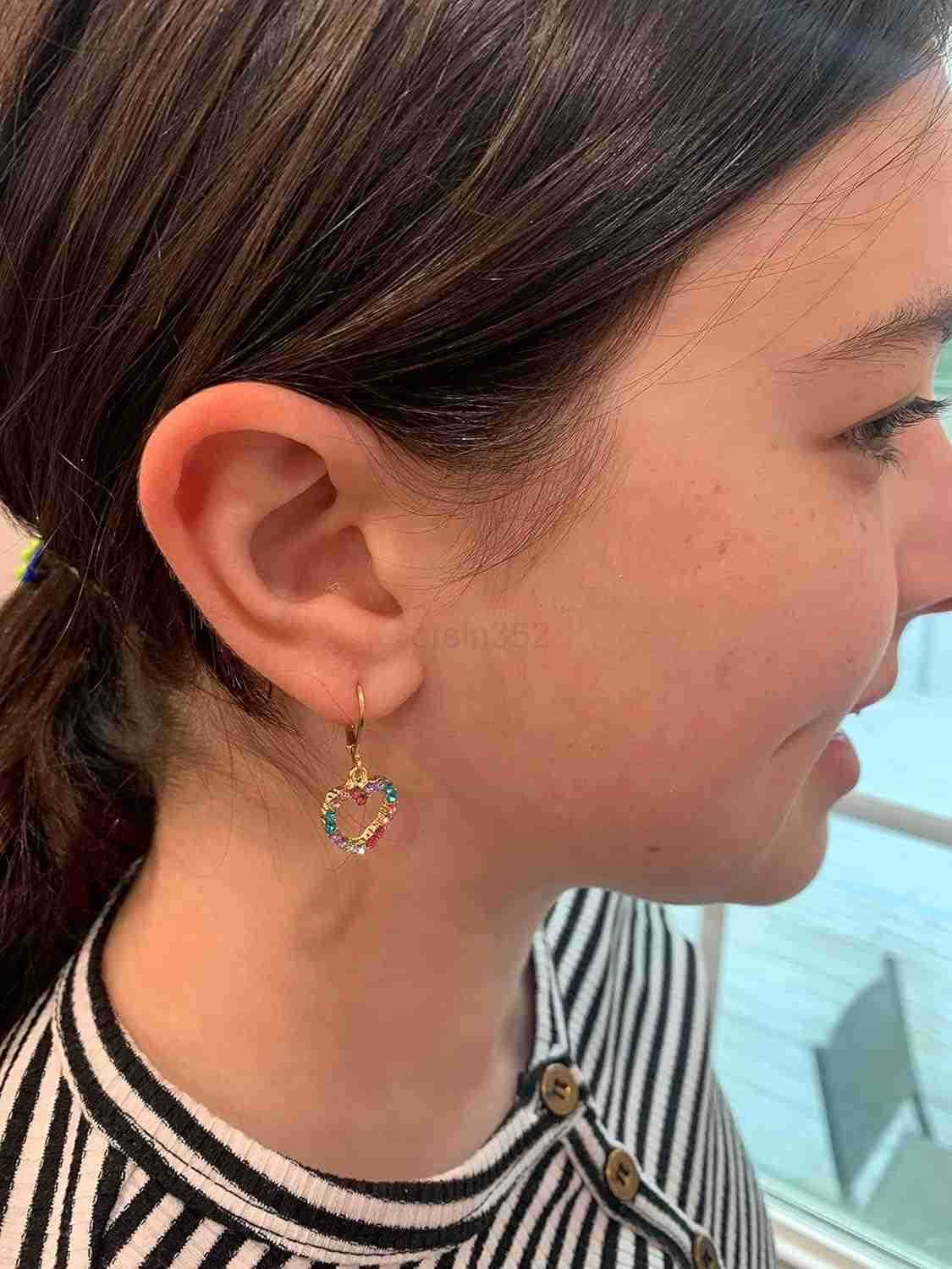 Earring 14k GoldPlated Multi Color Rainbow Dangle Leverback Earring Hypoallergenic and Nickel Free For Sensitive EarsW250911