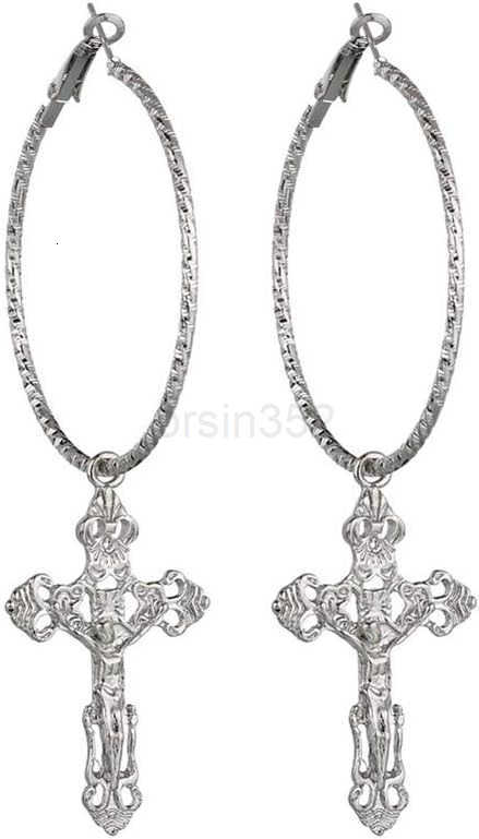 Vintage Gothic Cross Dangle Hoop Earrings Cross with Hoop Charm Tassel Dangle Drop Earrings Christian Jewelry for WomenW250911