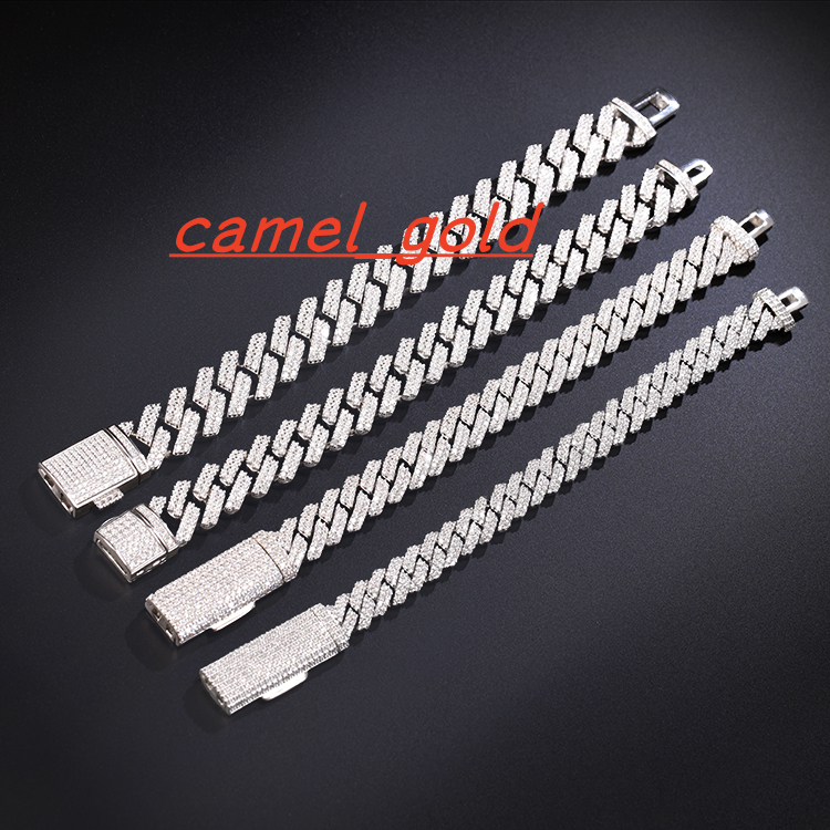 Cuban Link Chain Bracelet 15mm Wide Pure Silver 925 Stylish Hip Hop Chain Plated 18k Gold