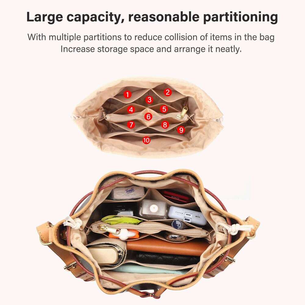 CRAZYSMITH Organizer For Nano Noe Handbag Dupont Paper Inner Insert Storage Bags Drawstring Liner Bag Support Shaper