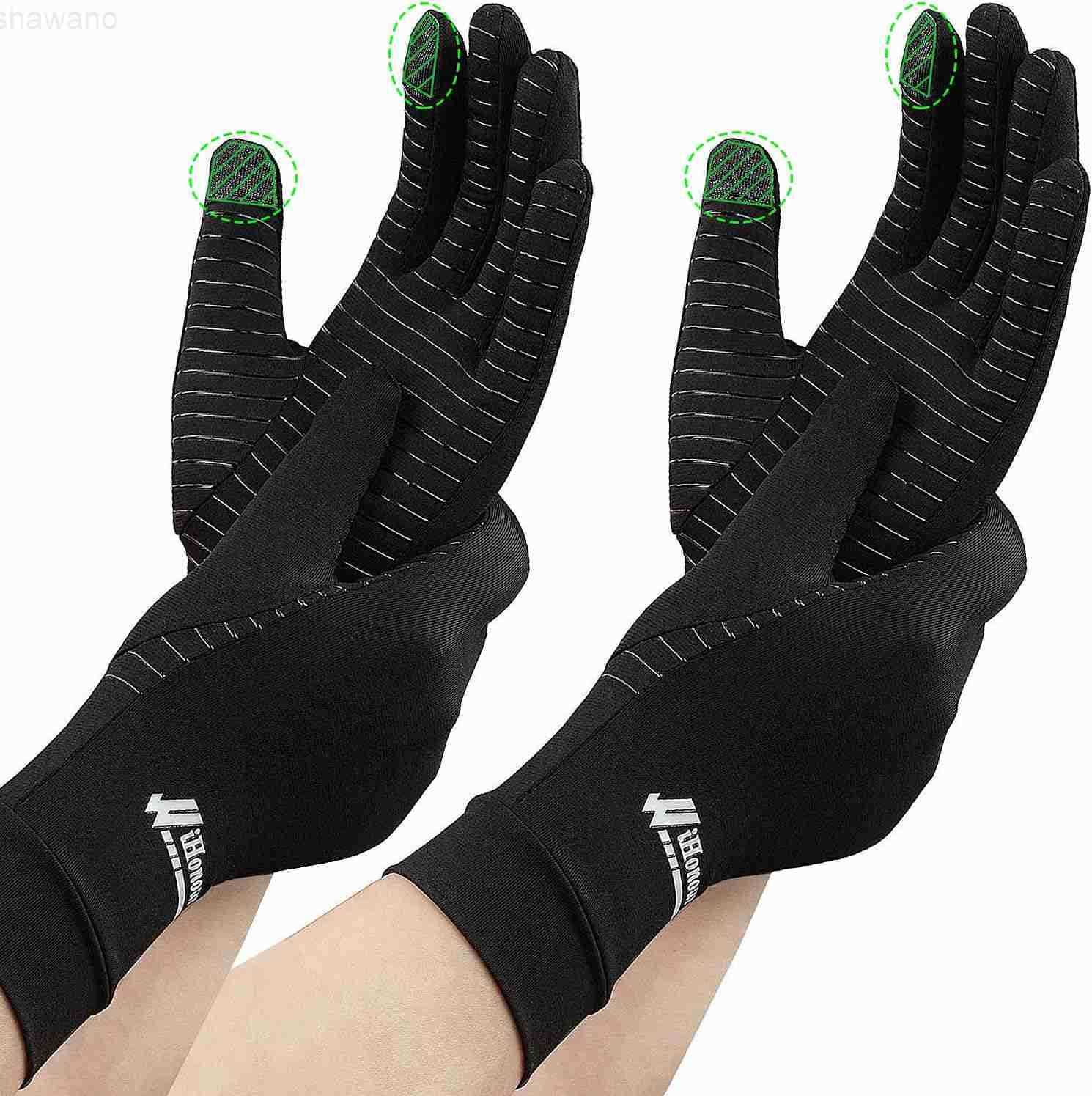 2Pairs Pack Copper Full Finger Compression Gloves Copper Arthritis Gloves for Women Men Relieve Pain from Arthritis Pain Swelling and Rheumatoid and E