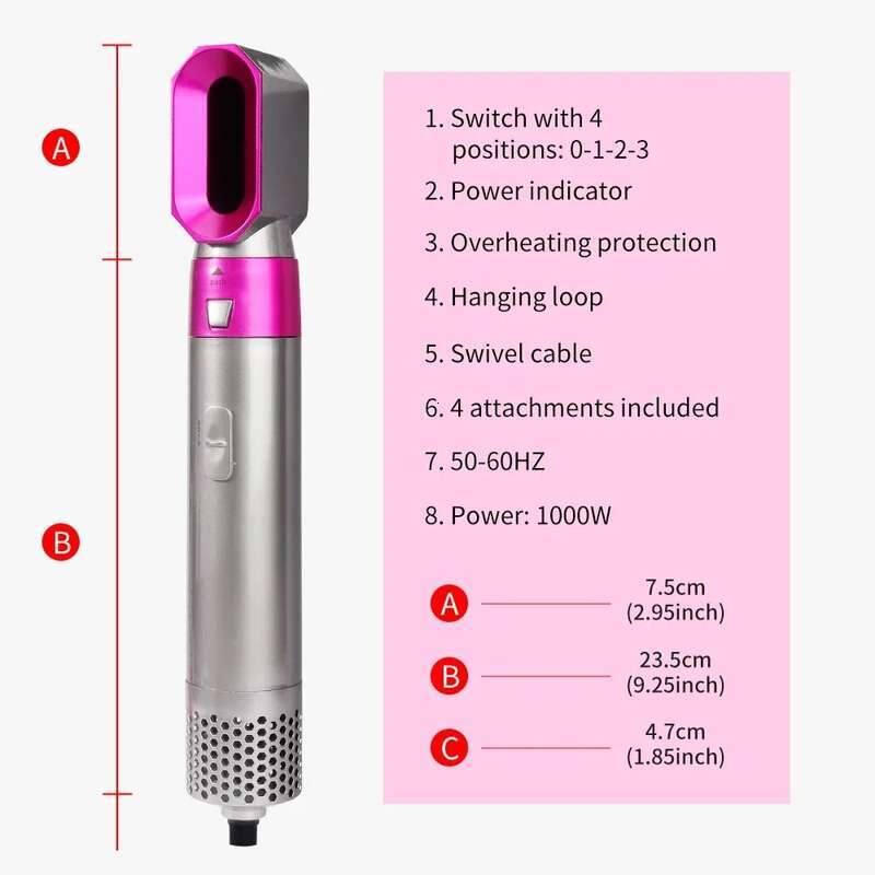 For Airwrap 5 In 1 Hot Comb Set Professional Curling Iron Straightener Styling Tool Hair Dryer Household