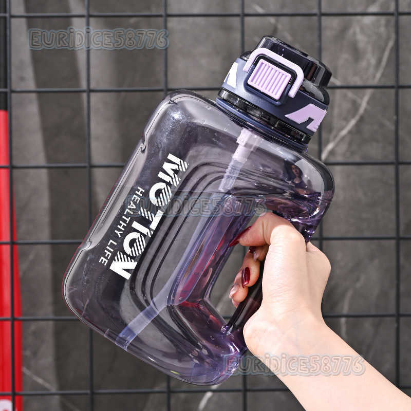 New Trendy Large Capacity Straw Cup Fitness Portable Sports Water Bottle with Scale H250911