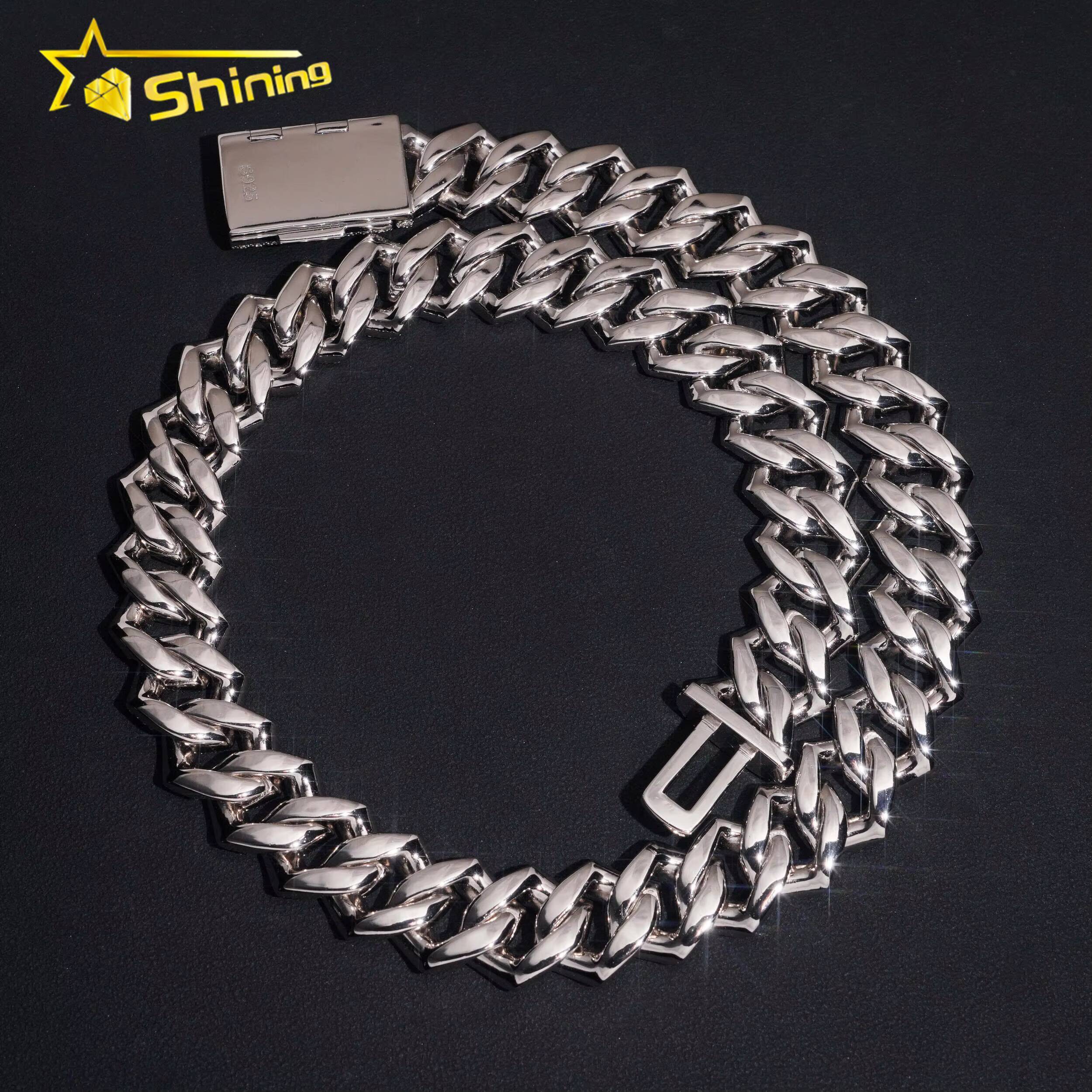 Hip Hop Jewelry 18mm 4 Rows Chain 925 Sterling Silver GRA Certificate Iced Out Necklace Moissanite Cuban Link Chain