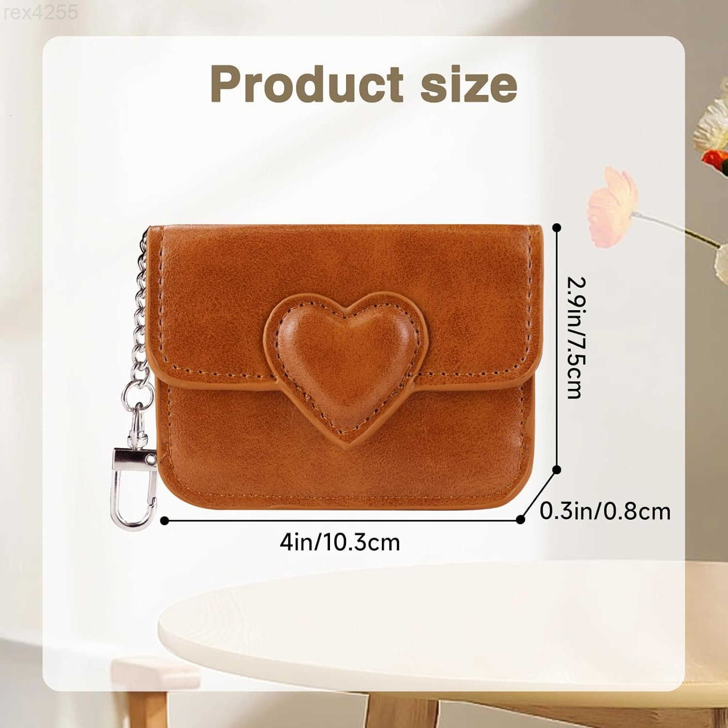 Credit Card Wallet PU Leather Slim Credit Card Holder for Women with Key Chain Fashion Heartshaped Small Card Holder Wallet Coin Change Purse for Shop