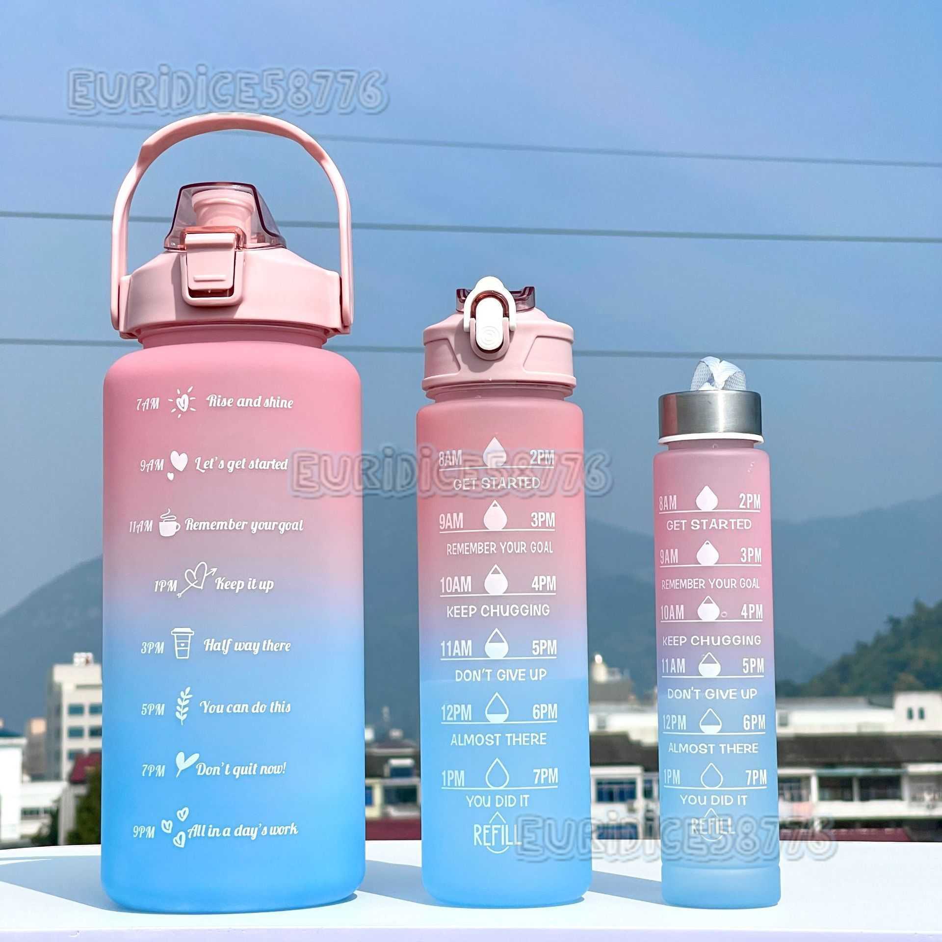 Large Capacity Water Bottle Transparent Space Gift Cup Plastic Bottle Outdoor Sports Water Bottle Threepiece Set Cup H250911