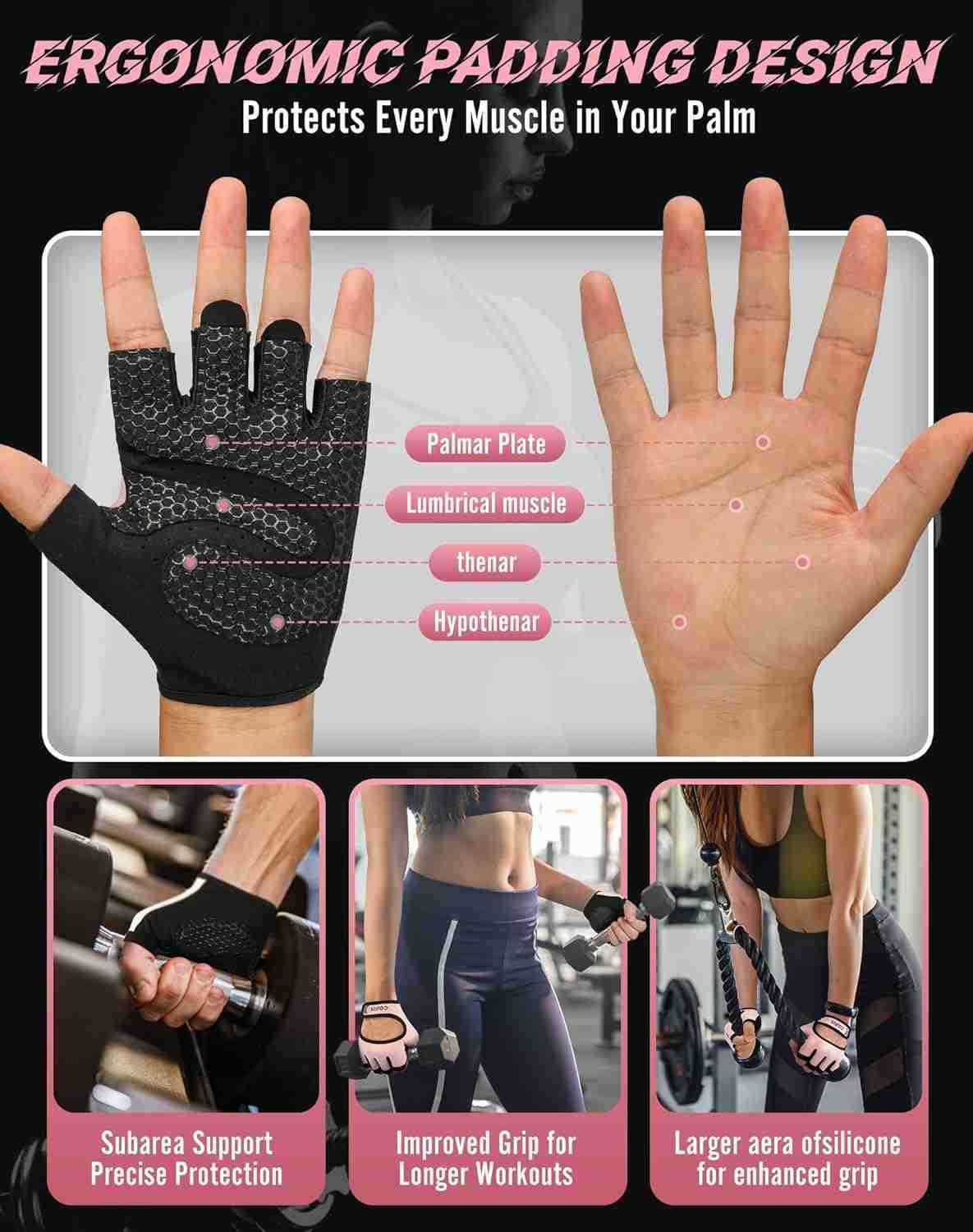 Breathable Workout Gloves Antislip Weight Lifting Gym Gloves for Men Women Superior Grip Palm Protection for Weightlifting Fitness Exercise TrainingW2