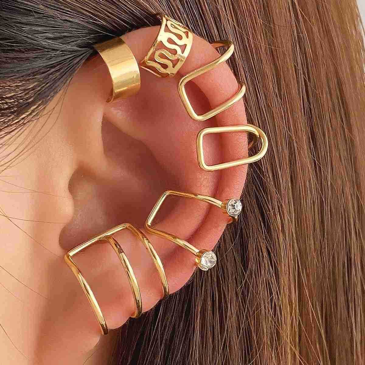 22Pcs Gold Ear Cuffs Earrings for Women Non Piercing Lightweight Adjustable Hypoallergenic Fake Clip On Cartilage Butterfly Chain Twist Helix Leaf Wra