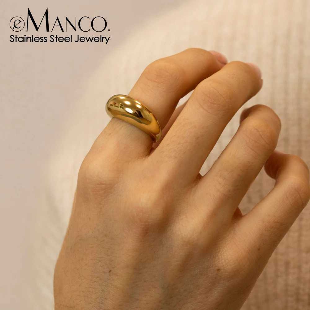 eManco Fashion Simple StainlESS Steel Rings for Women Arc Rings Geometric Ring Size 5 6 7 8 W250911