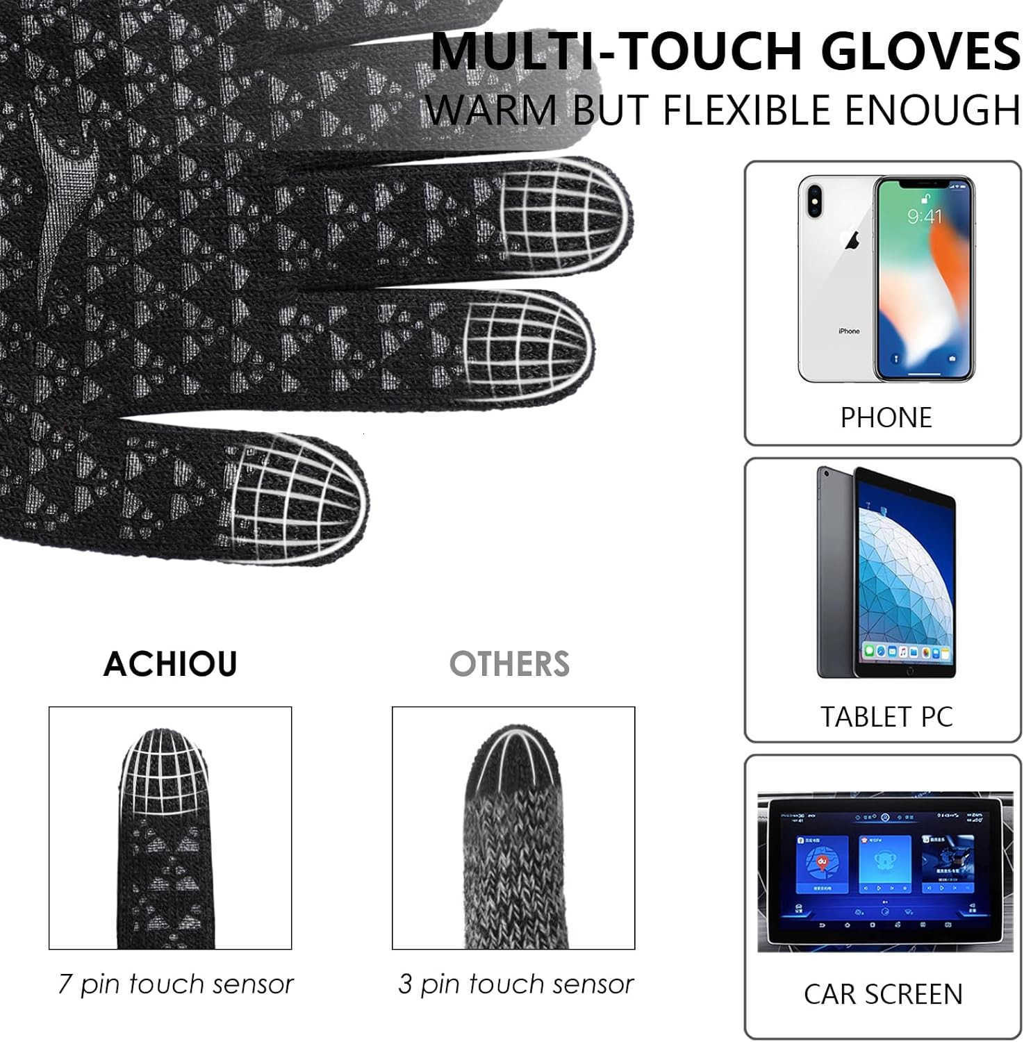 Winter Gloves Glove for Men Women Upgraded Touch Screen Texting Warm Running with Thermal Soft Knit LiningW250911