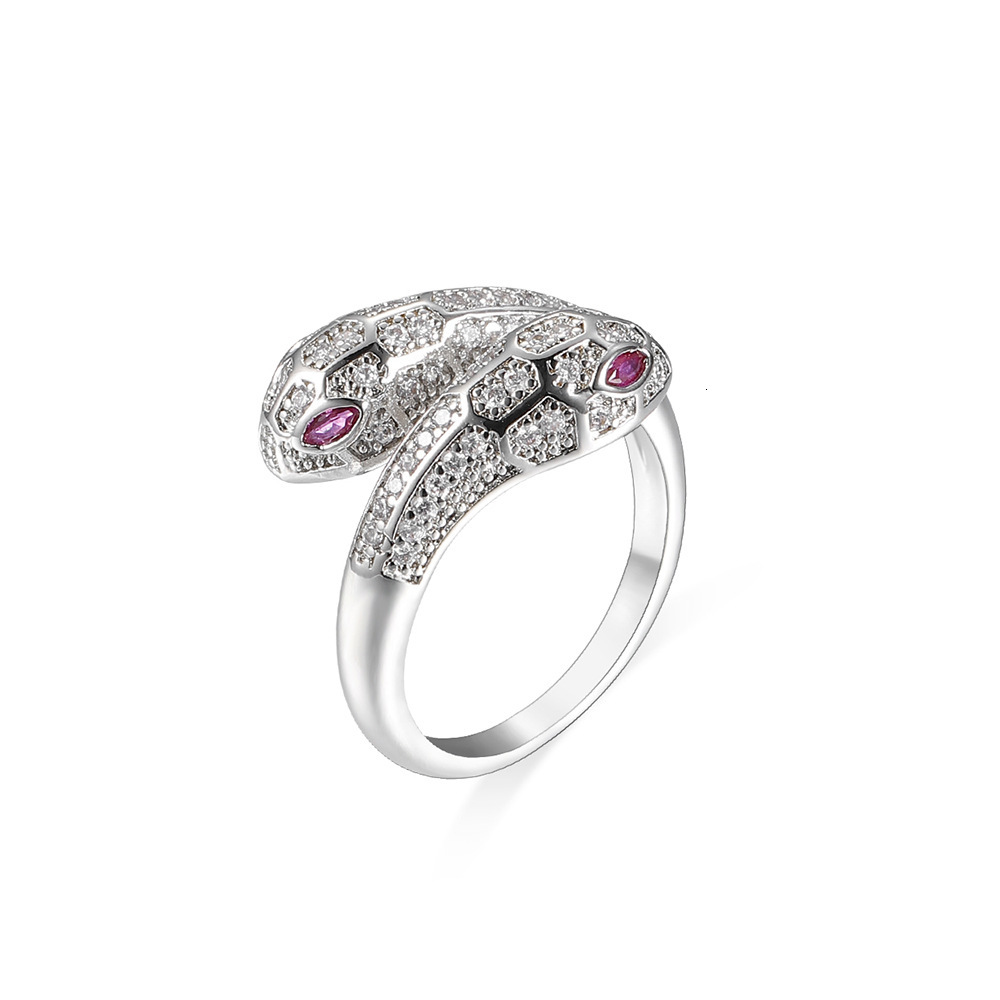 Luxury Brand Designer Jewelry Snake-Shaped Ring European And American Foreign Trade Trendy Copper Inlaid Zircon Vintage Animal Niche Design Elegant Op