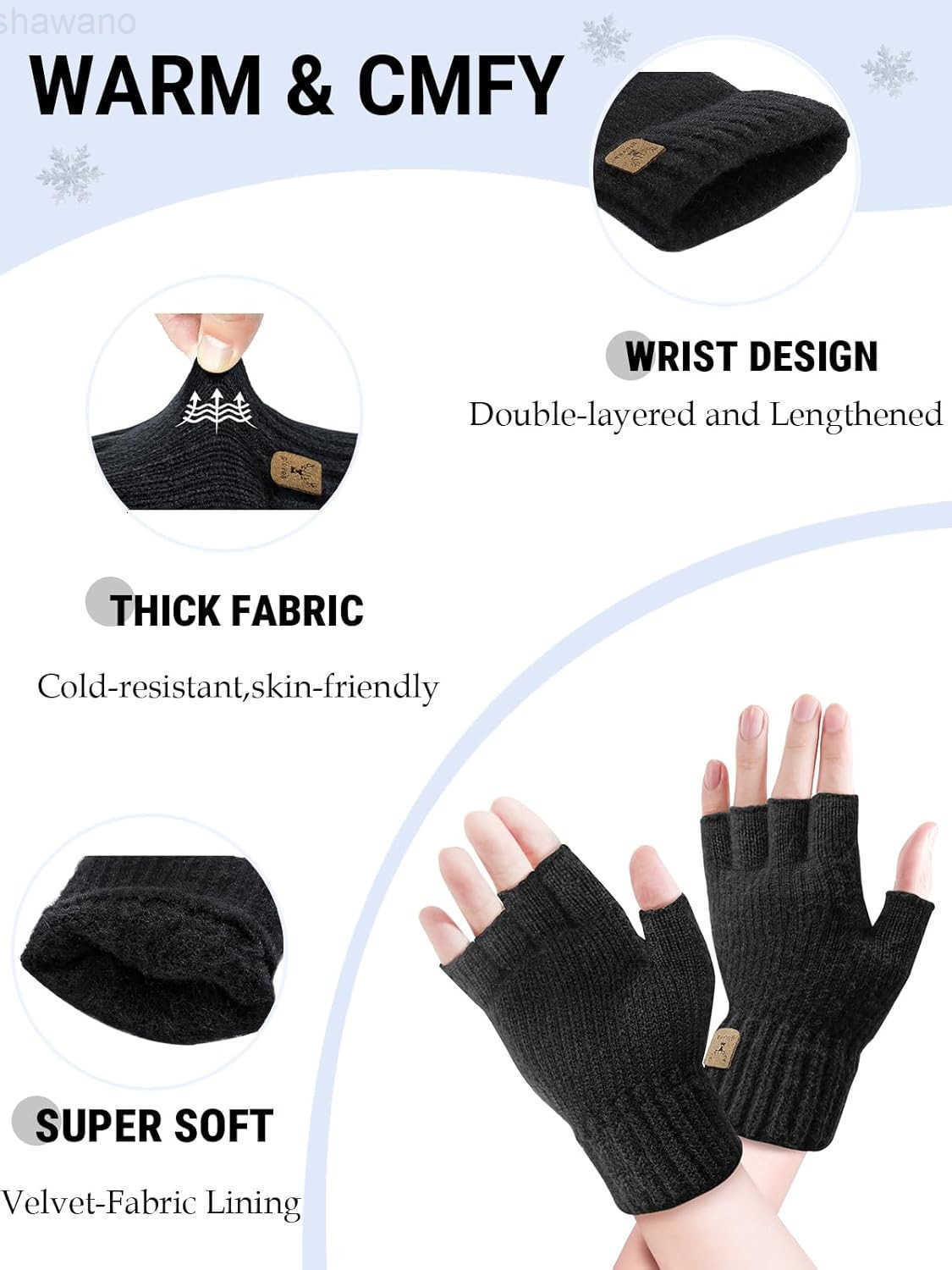 Gloves Half Finger Winter Warm Knitted Gloves Working Running Biking Driving for Men and WomenW250911