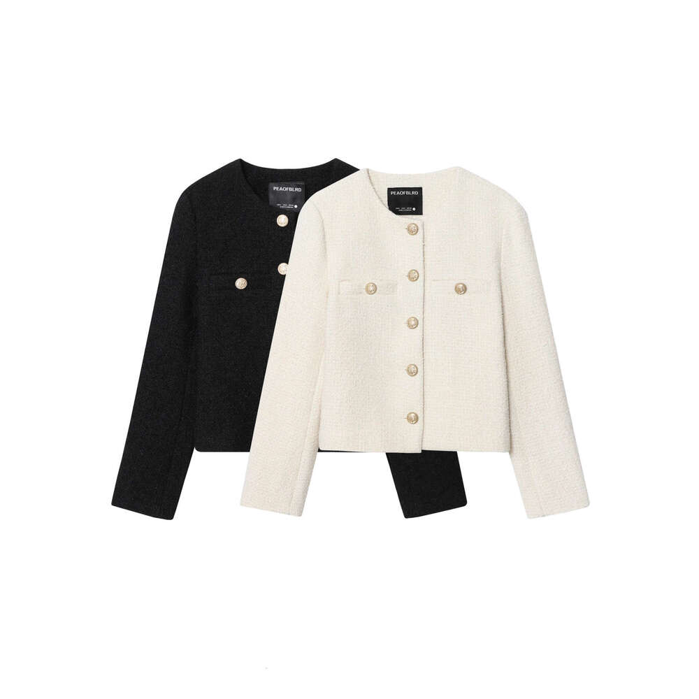 DHEssentials Autumn New French Style Socialite High-End Chanel-Inspired Tweed Jacket with Metal Buckle