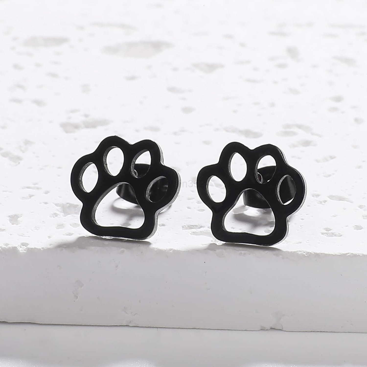 4 Pairs Sterling Silver Tiny Paw Stud Earrings for Women Charm Cute Cat Paw Stud Earrings Stainless Steel Lovely Dog Puppy Paw Pet Footprint Earring S