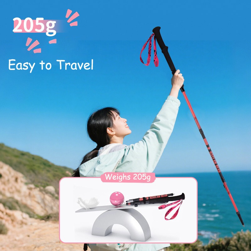 Carbon Fiber Trekking Poles Folding Lightweight Hiking Sticks Portable Walking Stick with EVA Handle for Women Men Hiking Camping Climbing