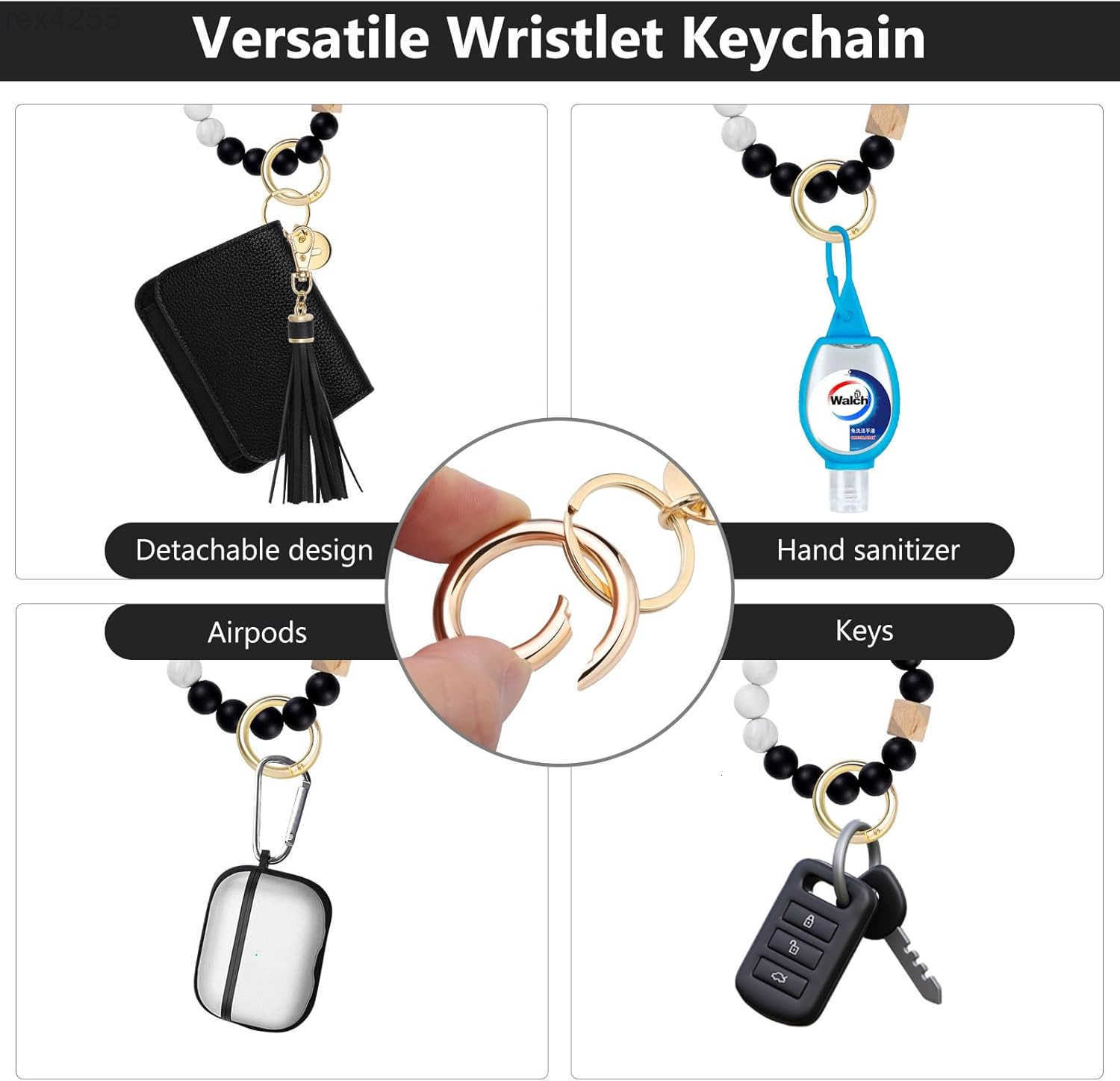 Wallets for Women Keychain Wallet RFID Wristlet Wallets Small Wallets with Silicone Beaded Bracelet KeychainW250911