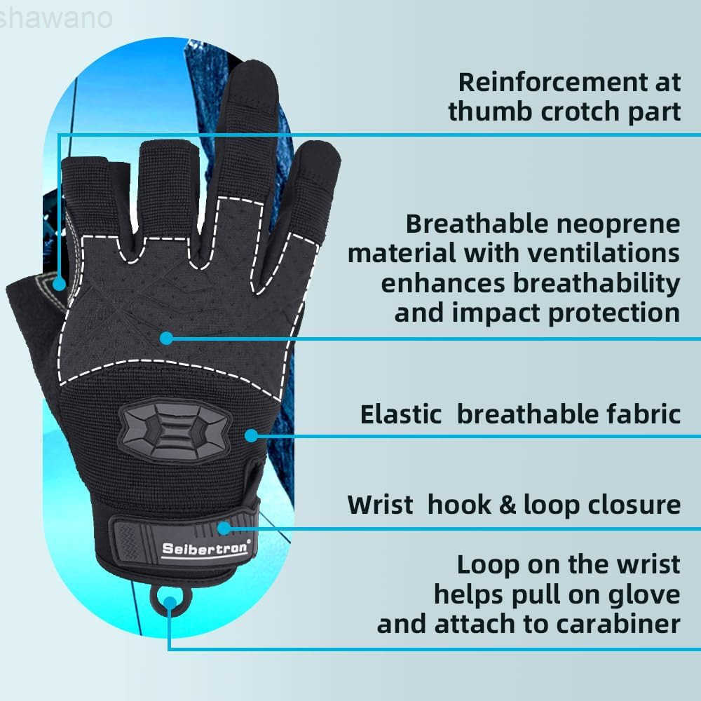 Full or Half Finger Padded Palm Lightweight Breathable Climbing Rope Gloves for Climbers Rock Climbing Rescue Adventure Sailing Kayaking Outdoor Sport