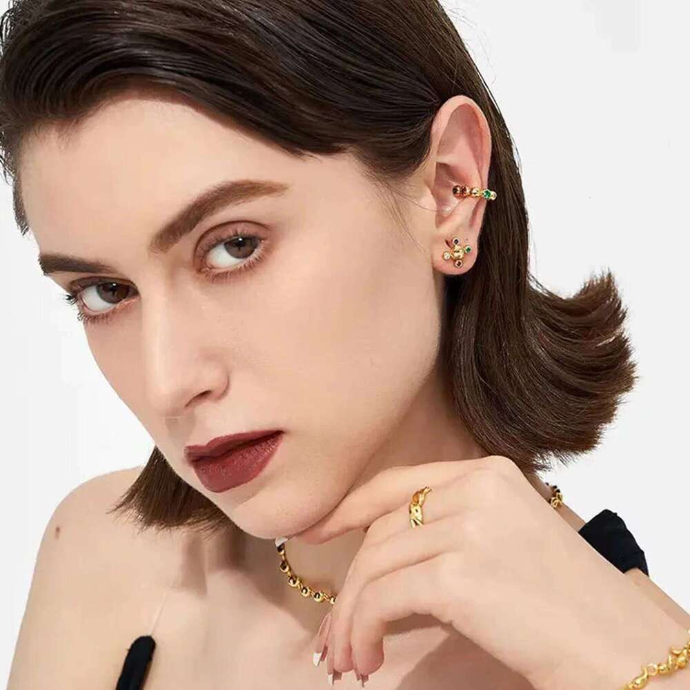 14k Gold Red Ruby White Moissanite Blue Sapphire Emerald Gemstone Stud Fashion Fine Sier Earrings