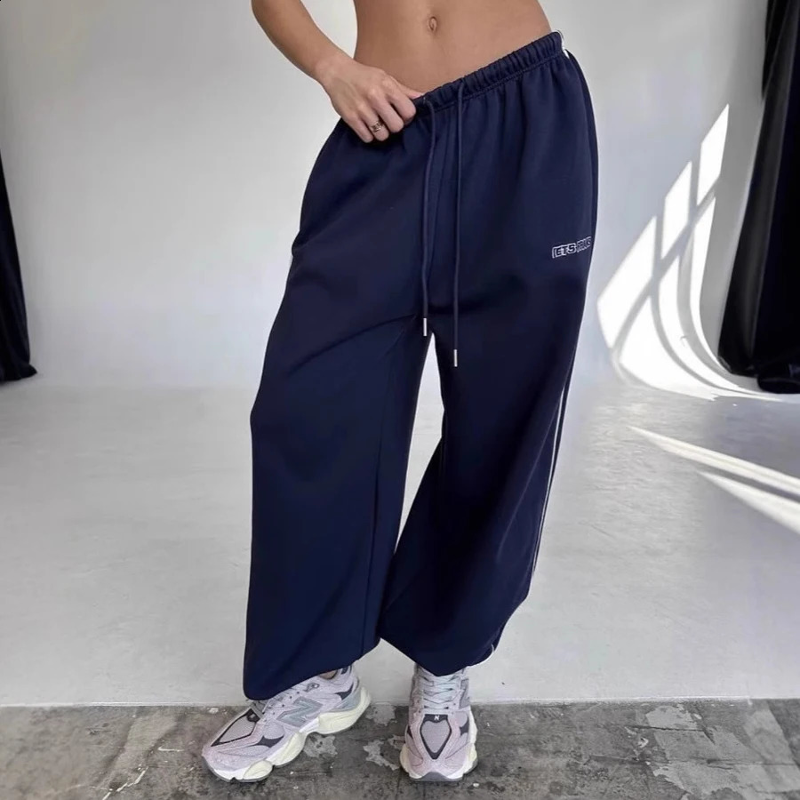 Fashion Oversized Sport Pants Womens Casual Joggers Trousers Letter Print High Waist Street Autumn Female 250911