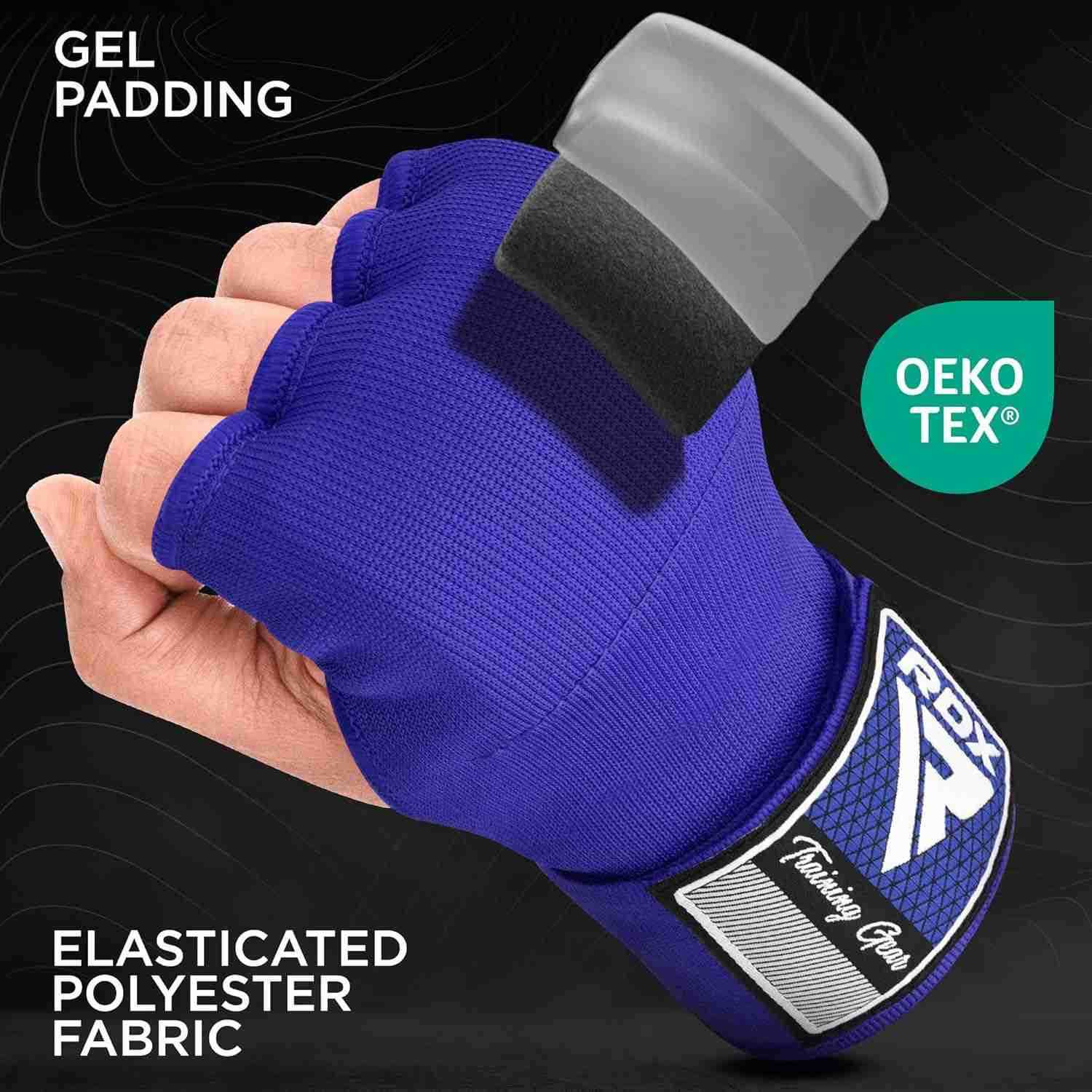 Gel Boxing Hand Wraps Inner Gloves Men Women Quick 100cm Long Wrist Straps Elasticated Padded Fist Under Mitts Protection Muay Thai MMA Kickboxing Mar