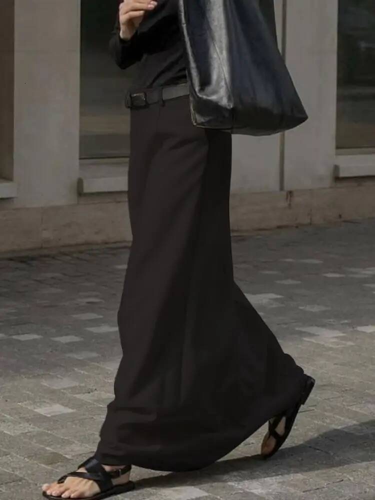 UOOZEE Office Lady Formal Solid Color H-line Skirts 2025 New Spring Summer High Waist Casual Elegant Long Skirt For Women dongdumaoyi