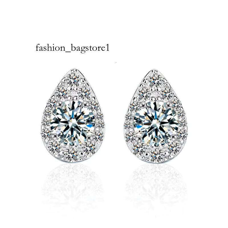 Sterling Sier Water Drop Ear Studs Elegant 50 Points D Color Moissanite Earrings High-End Simple Design for Wholesale