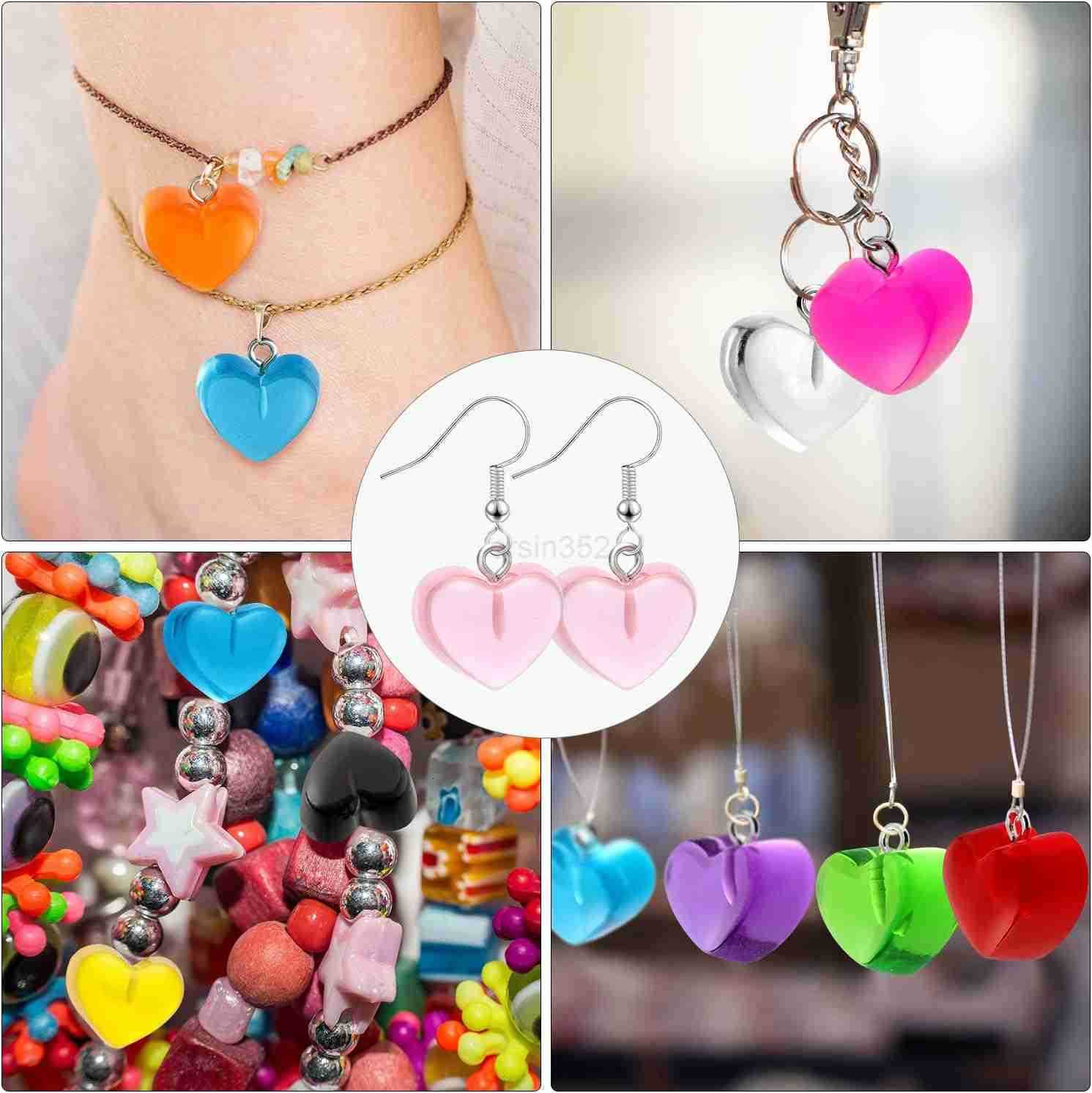Heart Charms Pendant Colorful Love Heart Candy Charm Keychains Necklace Earring Pendant for DIY Jewelry Crafts SuppliesW250911
