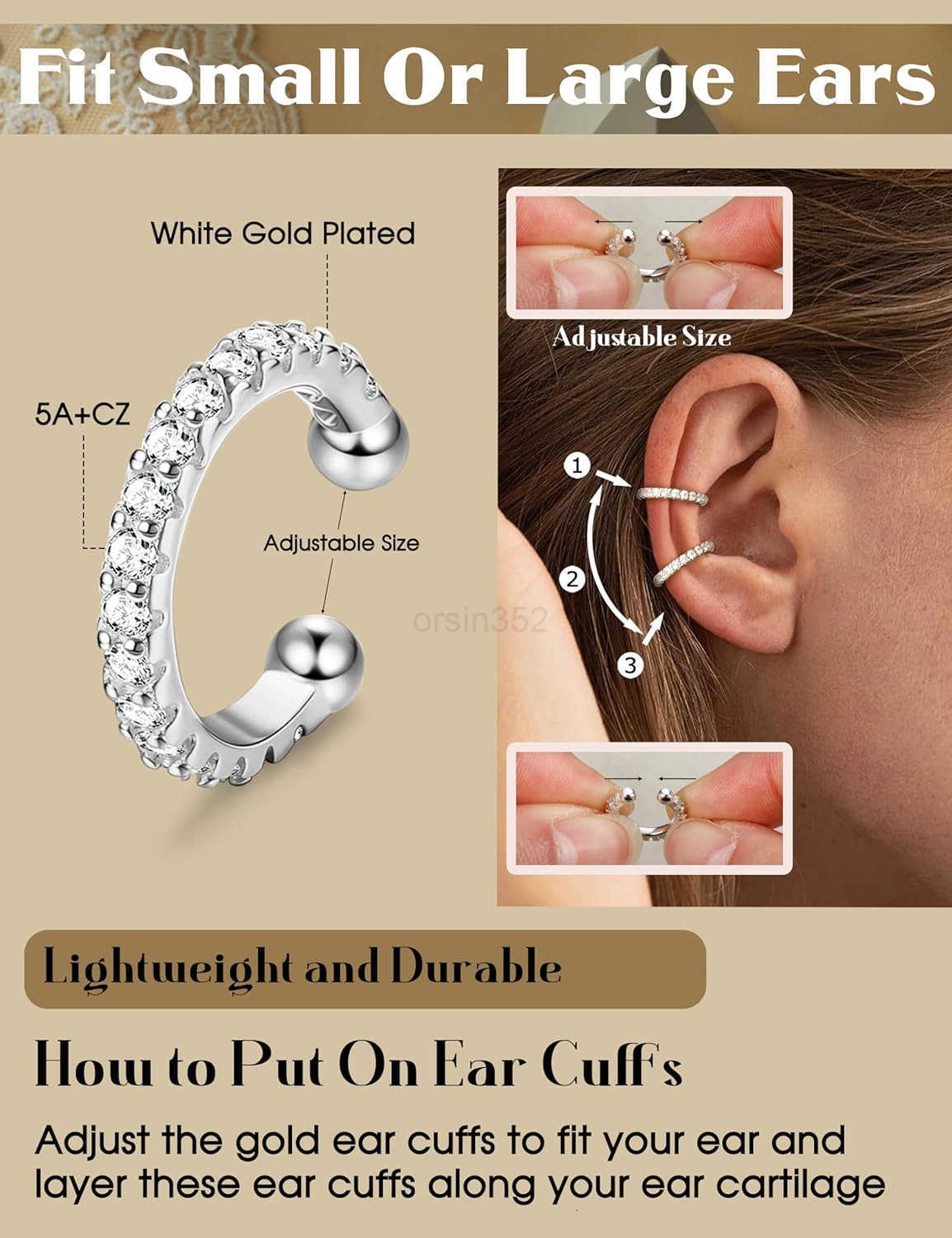 4 Pairs Ear Cuffs Non Piercing 14K Gold Plated Ear Cuff Earrings for Women Ear Cuff for Non Pierced Ears Clip on Cartilage Earring Adjustable Fake Ear
