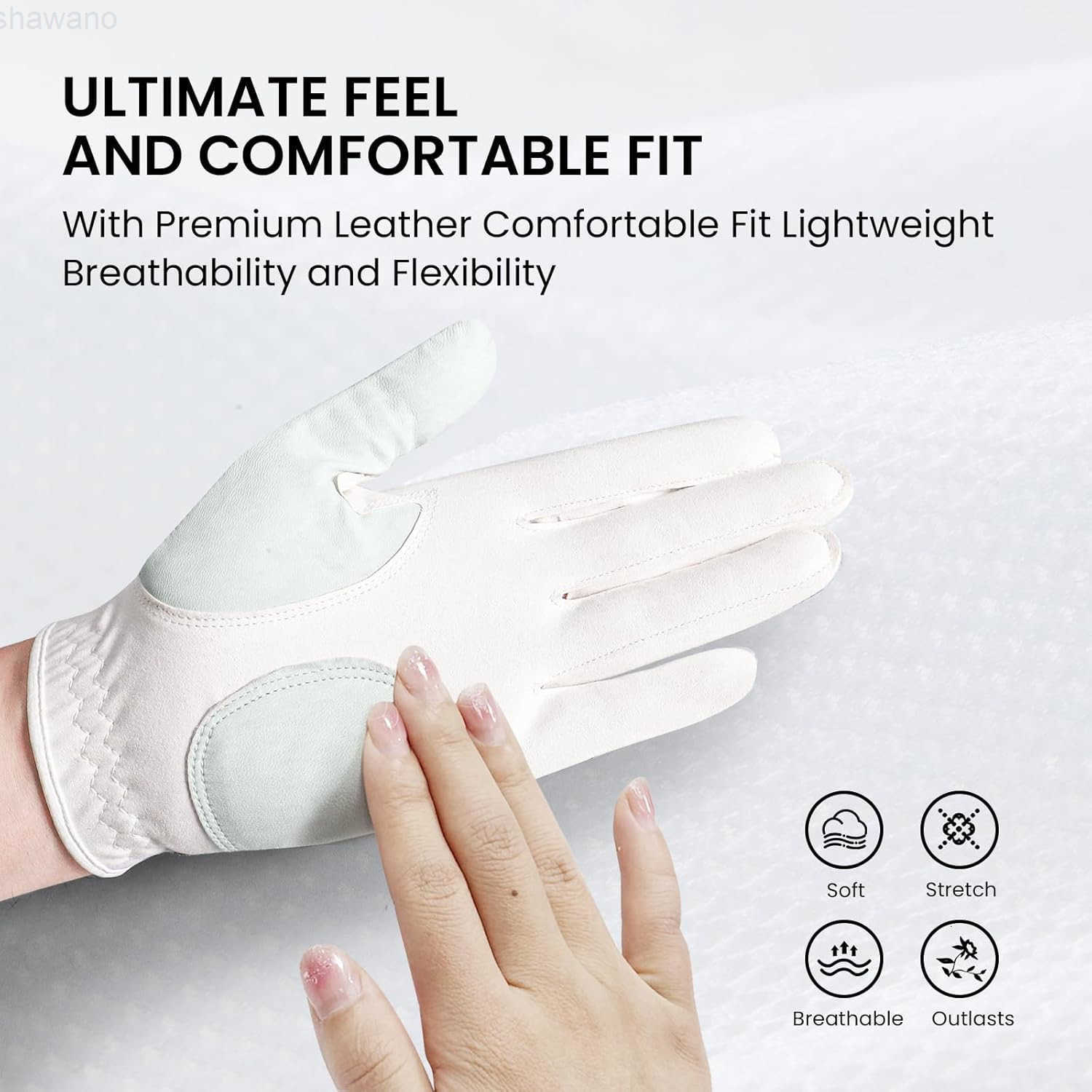 Sport Womens Golf Glove with Ball Marker Rain Left Right Hand Leather Printed Pack Ladies Golf Gloves All Weather Grip Breathable Soft Size Small Medi