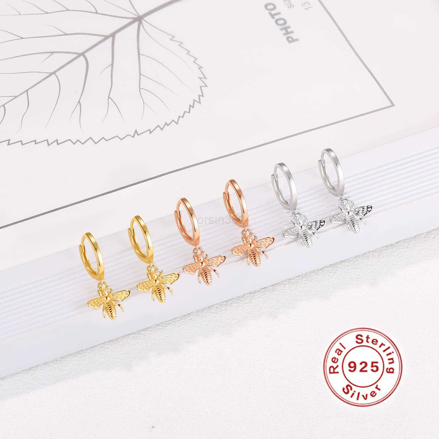 Hoop Earring for Women Small Huggie Hoop Earrings Sets with Butterfly Bee Key Charm in 925 Sterling Silver or 18K Gold PlatedW250911