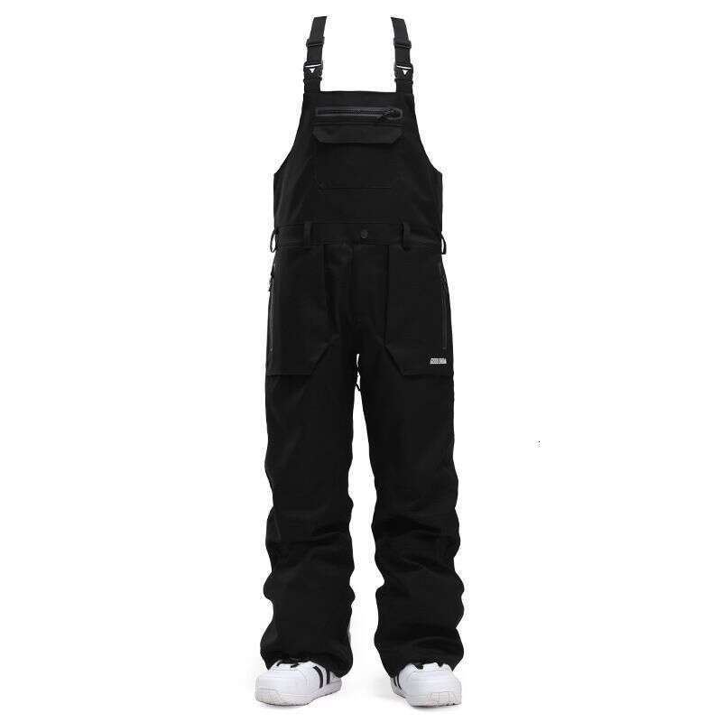Gsouslow Strap Men's Loose Waterproof Warm Snow Pants Single-Board Double-Board Women's One-Piece Ski Suit