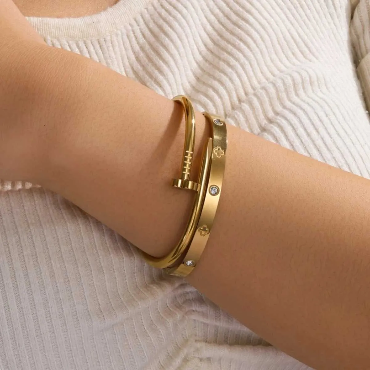 bracelet France designer luxury jewelry Bangle Gold Plated Bracelet Stack Non Tarnish Dainty Women Bracelets Trendy jewlery designer women High quality