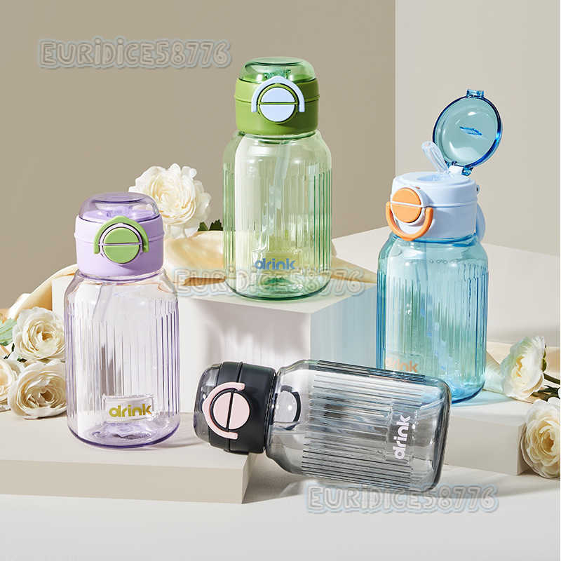 Student Straw Cup Childrens Sports Water Cup Plastic Cup Portable Dual Drinking Convenient Cup Unisex Simple Space Cup H250911