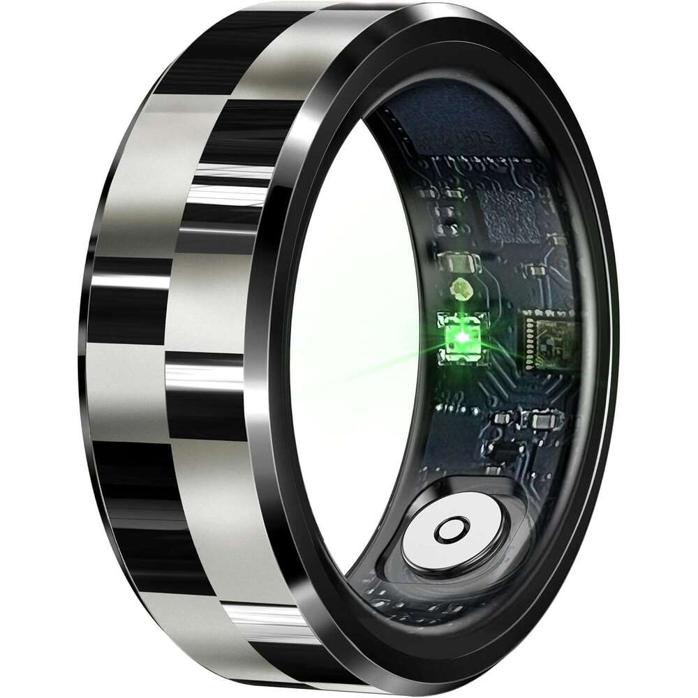 Smart Blood Pressure Monitor Health for Men Heart Rate Sleep Fiess Tracker Ring Gesture Control Pedometer Calories Step Counter Waterproof Compatible 