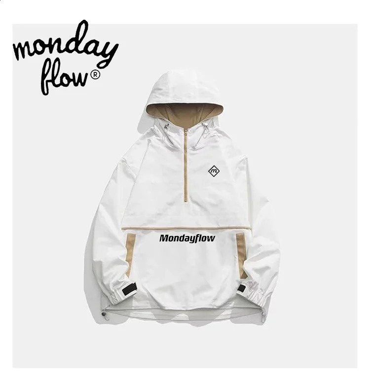 Monday Flow Autumn Korean Golf Apparel Mens Long Sleeve Coat Half Zip Golf Jacket Windbreaker Women Sports Golf Clothes 250910