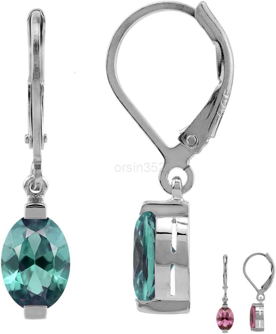 7X5mm Petite Oval Shape Gemstone White Gold Plated or Yellow Gold Plated 925 Sterling Silver Leverback Dangle Earrings Jewelry for WomenW250911