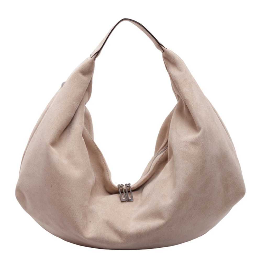 Women Suede Hobo Bag Slouchy Underarm Bag with Zipper Large Capacity Handbag for Work Travel W250911