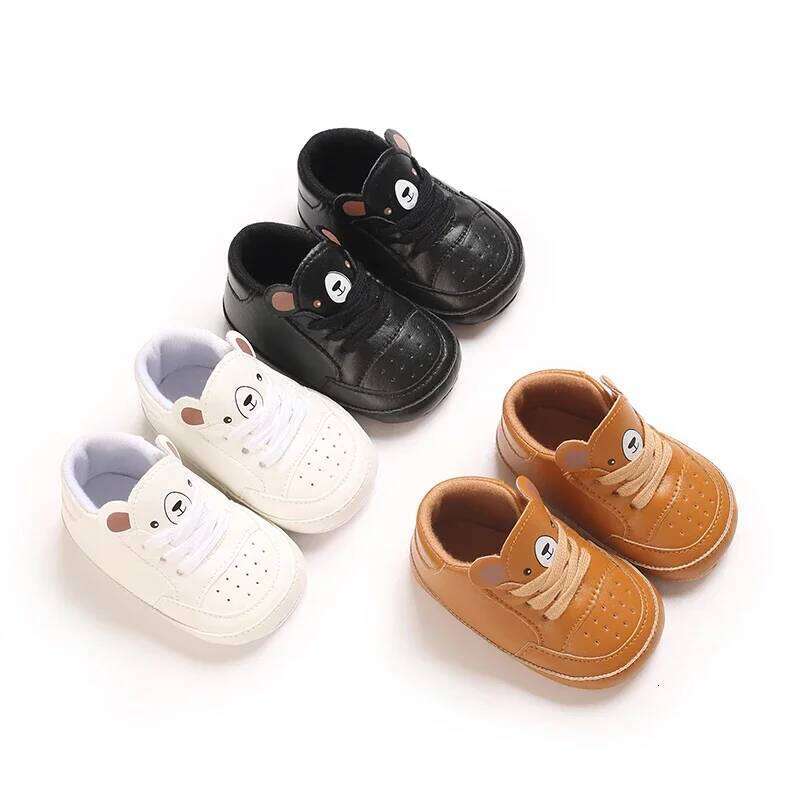 3 Colors Cartoon Spring Newborn Infant Girls and Boys Recreational Baptism Non-Slip Walking Shoe Soft-soled Sneaker