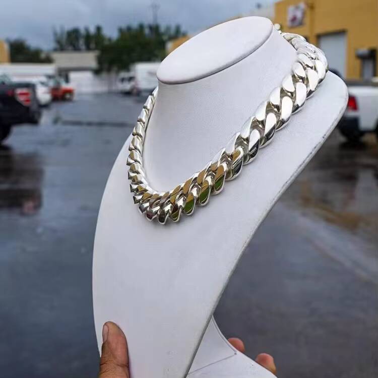 Handmade Solid 925 Silver Miami 3times 14k/18k Yellow Gold Plated Cuban Link Chain for Man baguette Moissanite Diamond Necklace
