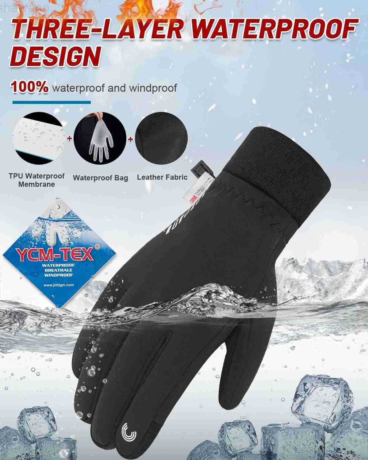 Waterproof Gloves for Cold Weather for MenWomen Thick Winter Gloves with 3M Thinsulate Thermal Warm Snow GloveW250911