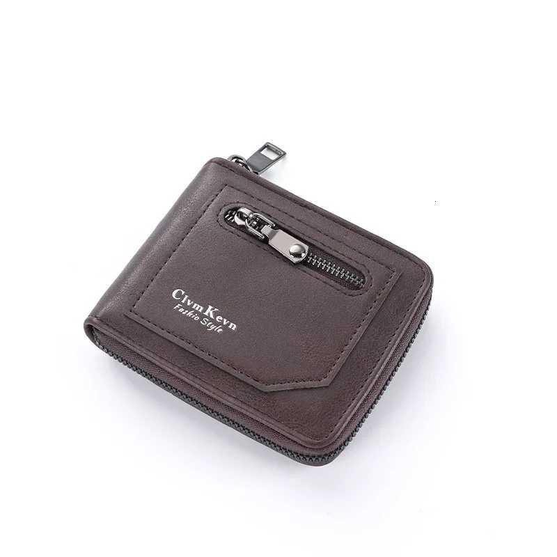 Vintage Mens PU Leather Short Wallet Retro Zipper ID Holder RFIDBlocking Essentials for Daily Commute Travel W250911