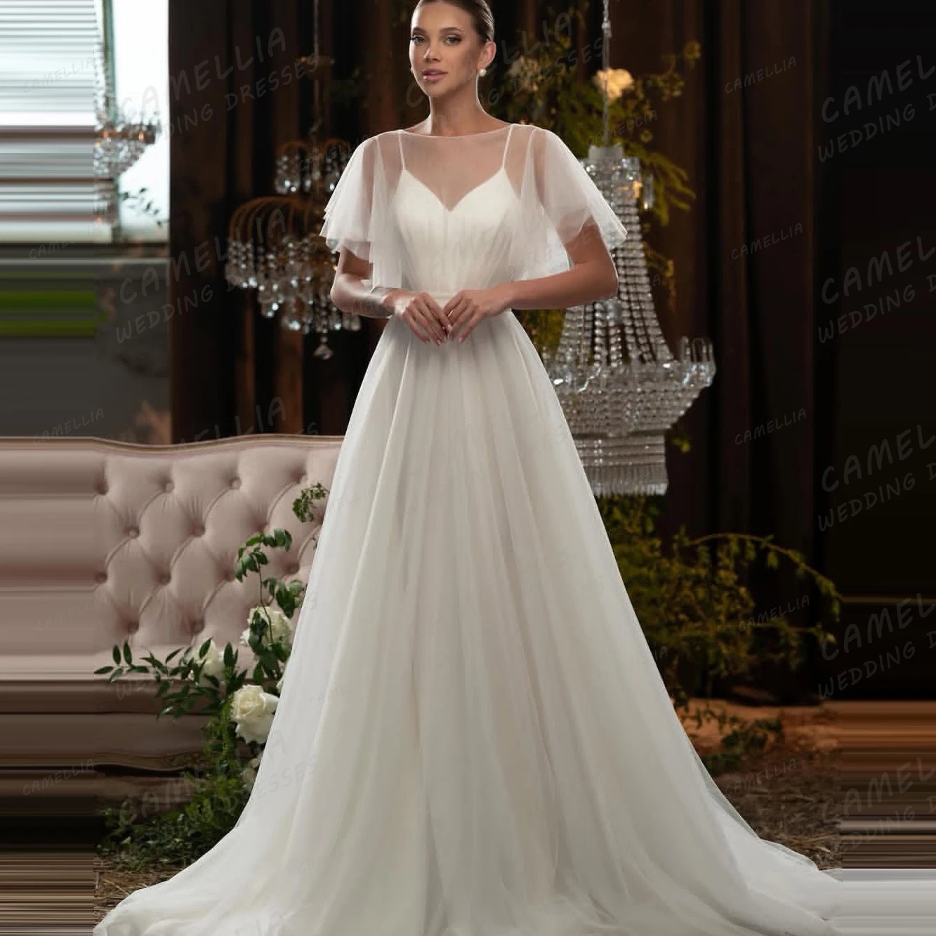 2025 Simple Wedding Dresses Women's A Line Tulle Sweetheart Sleeveless Backless Bridal Bride Gowns Princess Vestidos De Novia