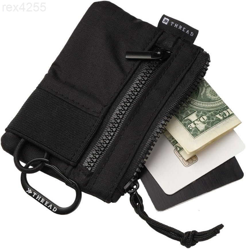Thread Wallets Pouch Wallet Compact Zip Wallet with Clear ID Window Coin Card Pockets and Key Stash Lightweight RipStop Travel Wallet for Men Women Bl