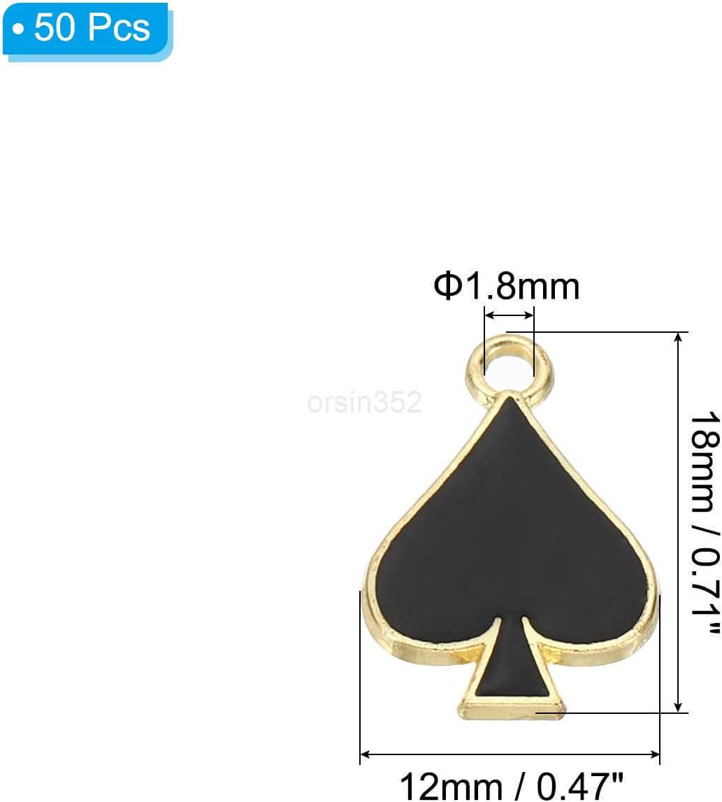 50pcs Hearts Charm Spades Charm Pendants Bulk Playing Cards Resin Alloy for Jewelry MakingW250911