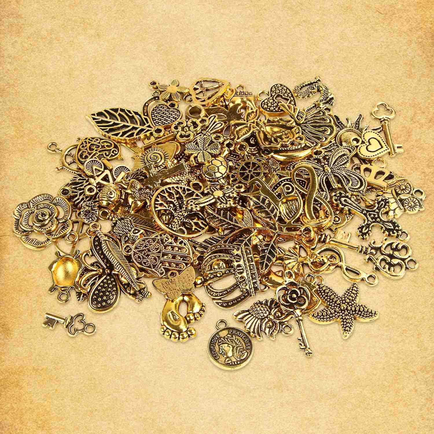 220Pcs Charms Assorted Gold Plated Enamel Charms Necklace Earrings Charm for DIY Jewelry Making CraftsW250911