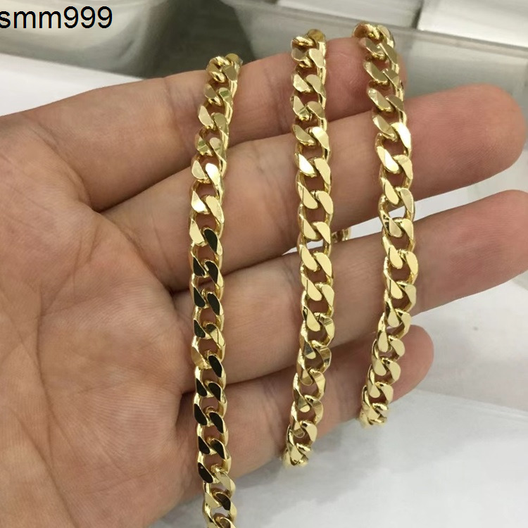 Customized Hip Hop Cuban Link 6-30inch Miami Solid 18K Gold Plain Chain Necklace Bracelet Cuban Link Chain